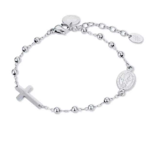 BRACCIALE ROSARIO ACCIAIO BIANCO 16 cm