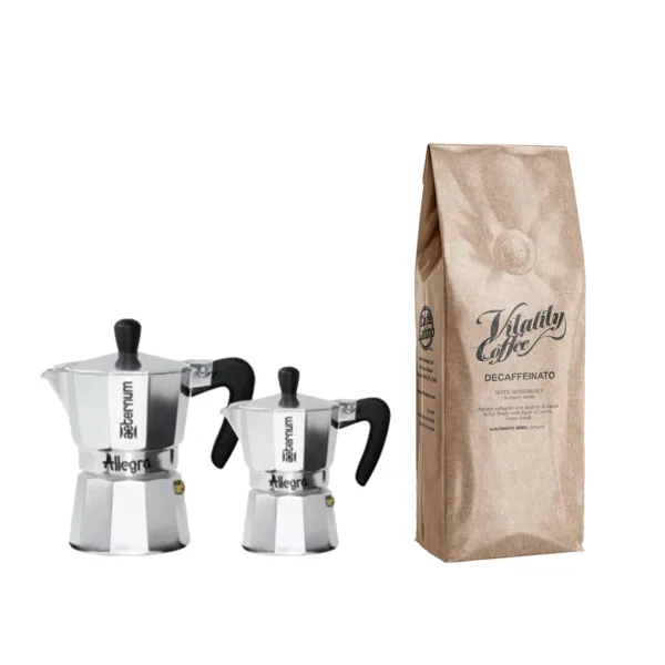 SET 2 CAFFETTIERE AETERNUM + CAFFE' VITALITY | DECAFFEINATO INULINA 500 gr